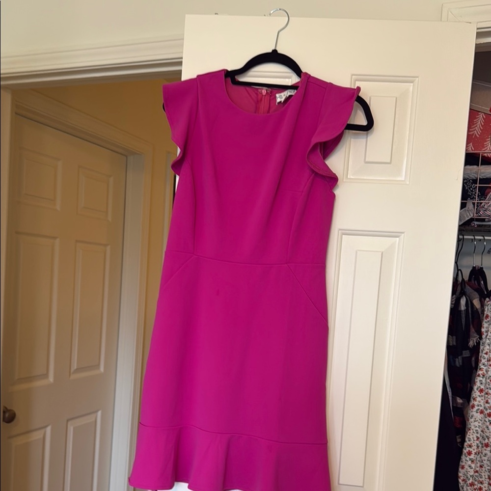 She + Sky Pink Flutter Sleeve Sheath Dress